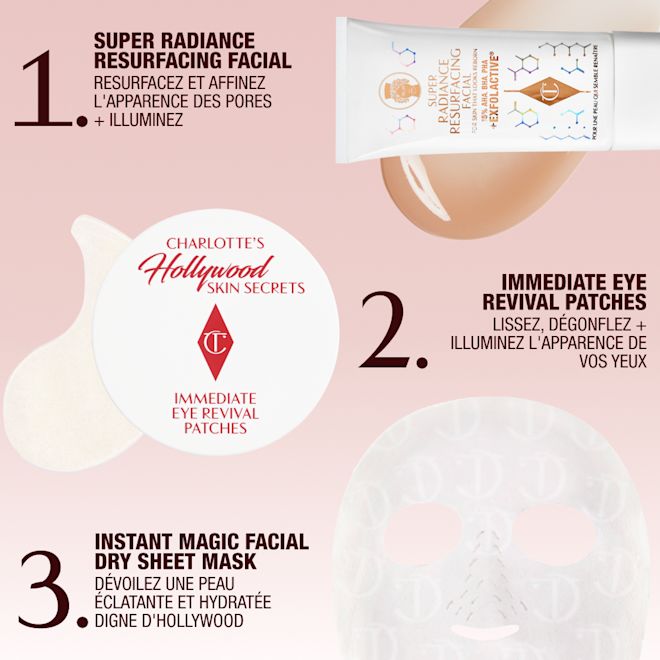 FRCA EYE PATCHES + MASK + RESURFACER ROUTINE Charlotte's Hollywood Skin Secrets Kit