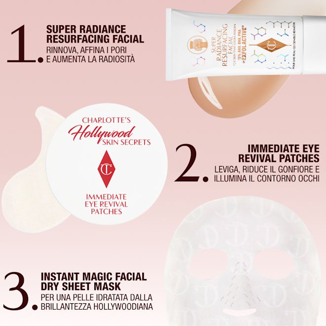 IT EYE PATCHES + MASK + RESURFACER ROUTINE Charlotte's Hollywood Skin Secrets Kit