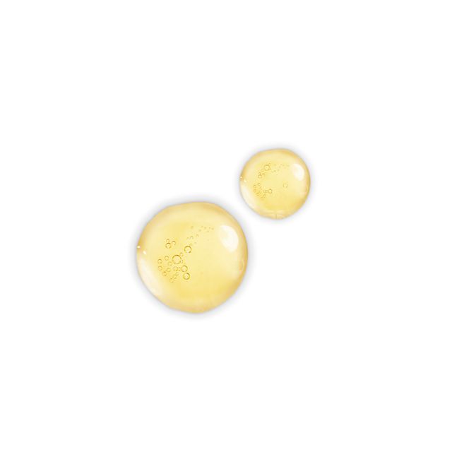 Collagen Superfusion Facial Oil swatch Two drops of a light-gold-coloured facial oil.