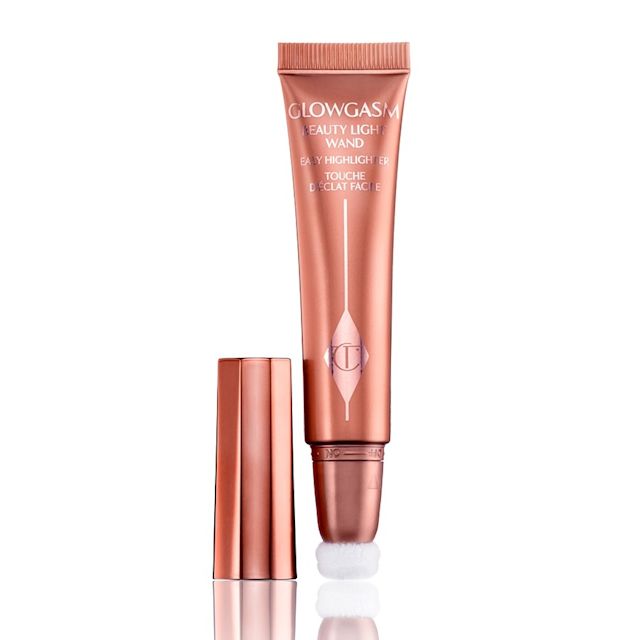 Pinkgasm packshot for blog Pinkgasm is a bright, shimmering pink shade of Charlotte's liquid blush-highlighter Beauty Light Wands