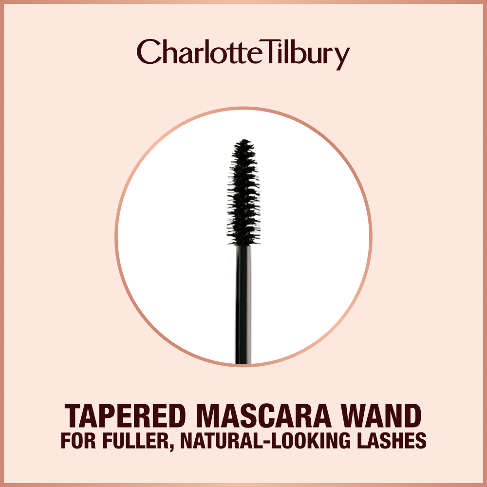 Tapered mascara wand A tapered mascara wand that gives lashes a natural fuller look