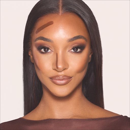 SUPERNUDES25 JourdanHero-halffacecontour Model with contour lines on face.