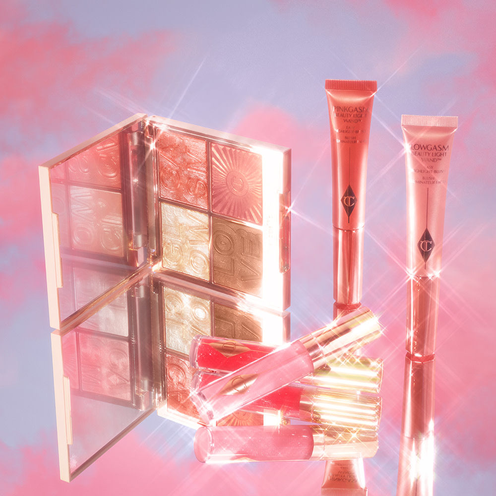 Charlotte's Summer of Lovegasm summer collection including Jewel Lips lip gloss, Pinkgasm wands and Lovegasm face palette