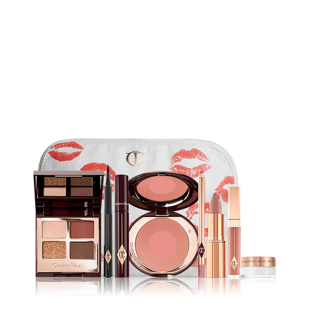 Bella Sofia look packshot for blog The Bella Sofia makeup look including The Bella Sofia Luxury Palette, Cheek to Chic in Ecstasy and Lip Cheat in Pillow Talk