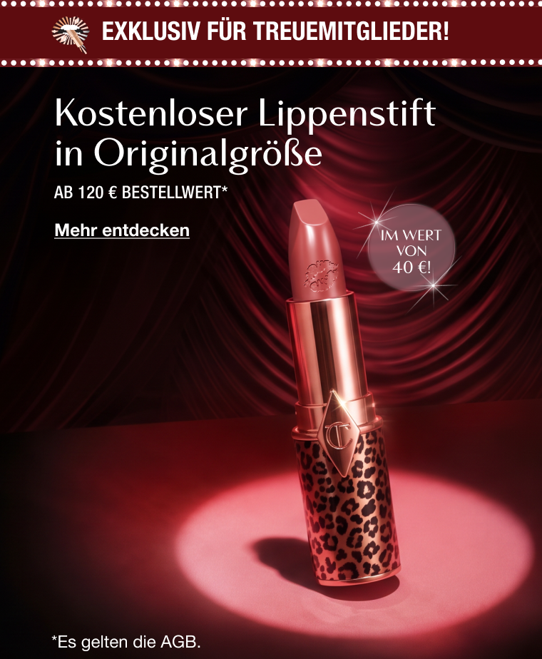 EXKLUSIV FÜR TREUEMITGLIEDER! Kostenloser Lippenstift in Originalgröße EXKLUSIV FÜR TREUEMITGLIEDER! Kostenloser Lippenstift in Originalgröße