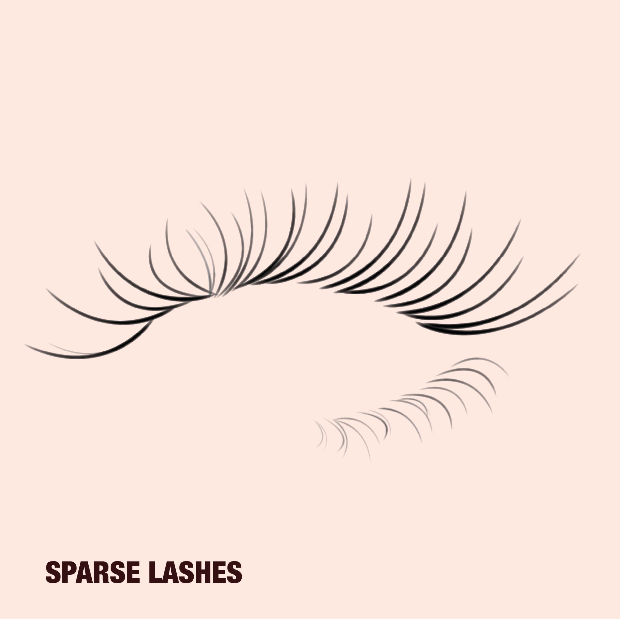 Sparse lashes Sparse eyelashes with gaps along the lash line