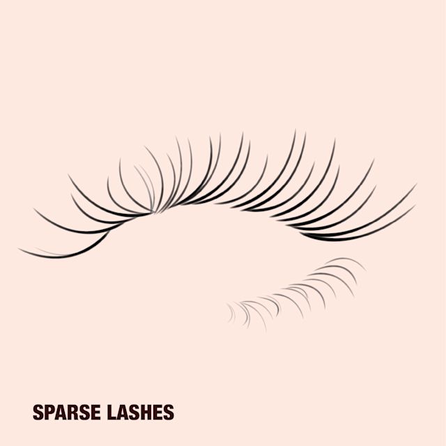 Sparse lashes Sparse eyelashes with gaps along the lash line