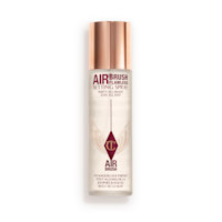 Airbrush Flawless Setting Spray closed Charlotte Tilbury Airbrush Flawless Setting Spray bottle with a 'Best Seller' badge.