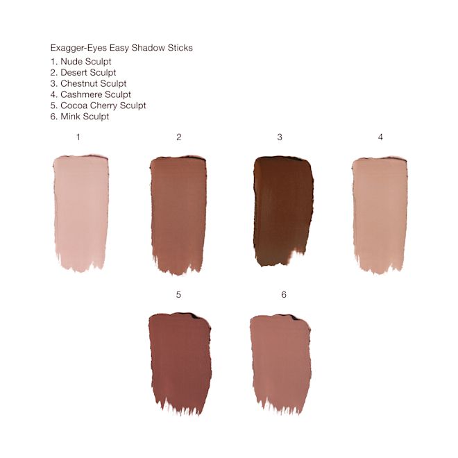 Exagger-eyes Easy Eyeshadow Sticks - Matte Texture Swatch Labelled Exagger-eyes Easy Eyeshadow Sticks - Matte Texture Swatch Labelled