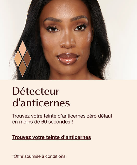 FR concealer-wide Concealer Shade Finder featuring a person with flawless makeup and concealer swatches, with text inviting users to find their perfect concealer shade in under 60 seconds.