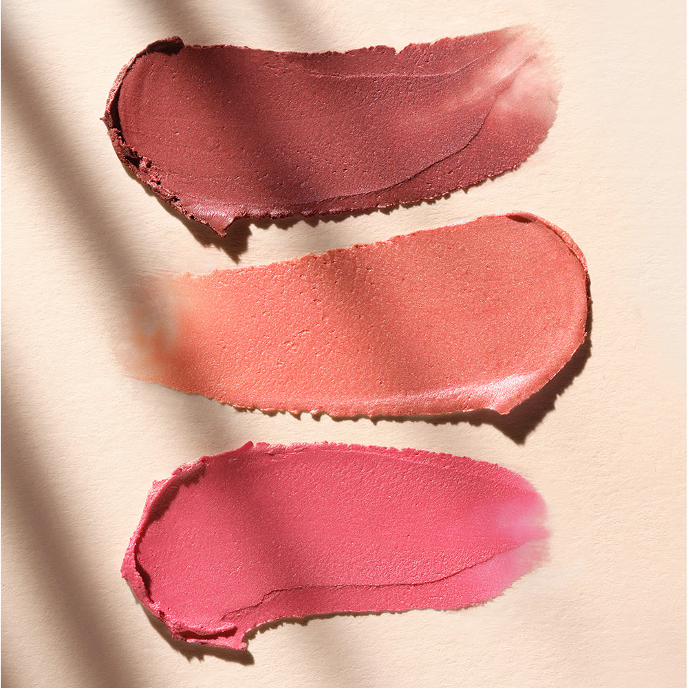 Beach Sticks swatches Swatches of Beach Sticks, Charlotte's natural-looking cream blush sticks for a minimal makeup look
