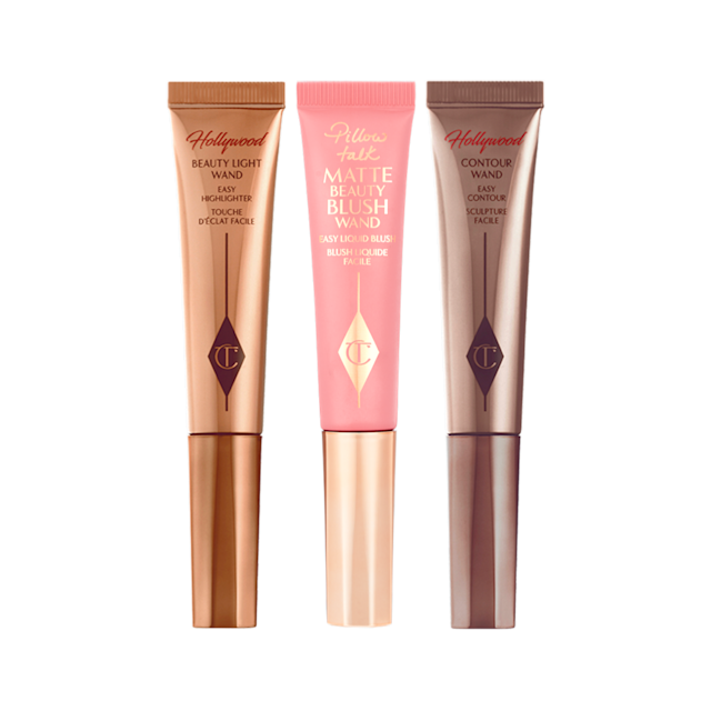 Wand Trio packshot for blog Trio of Charlotte's wands including Beauty Light Wands, Beauty Blush Wands and Hollywood Contour Wands
