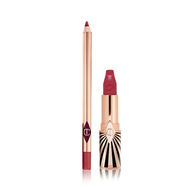 luscious lip slick Amazing Amal open packshot luscious lip slick Amazing Amal lipstick and lip liner