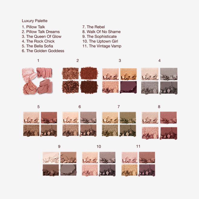 Luxury Palette Texture Swatch 11 shades Luxury Palette Texture Swatch 11 shades
