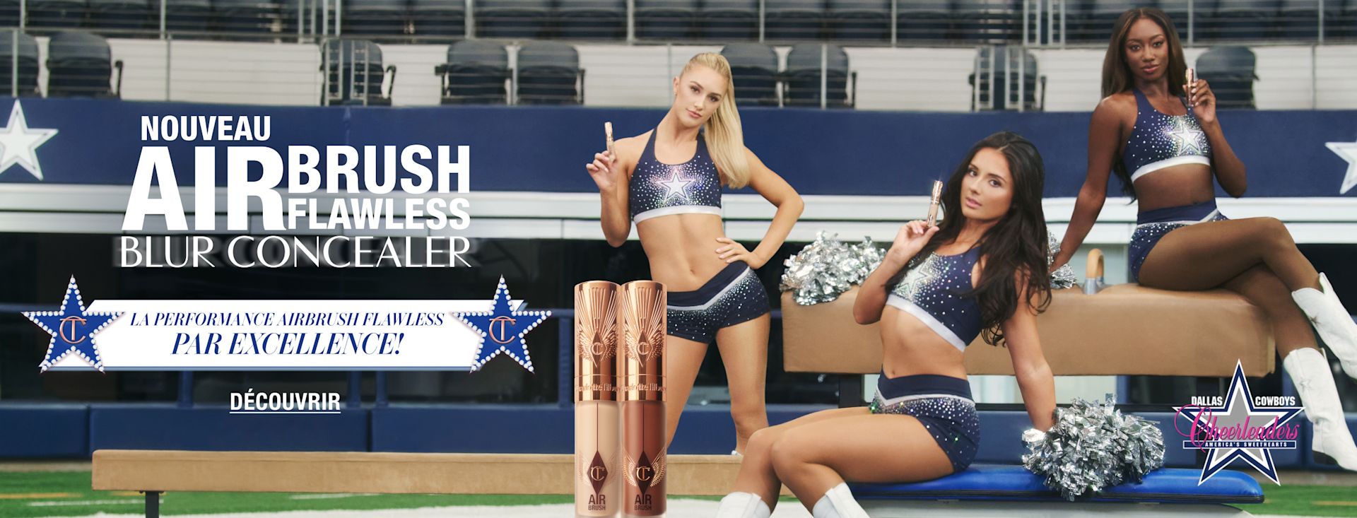 LES DALLAS COWBOYS CHEERLEADERS NOUVEAU AIRBRUSH FLAWLESS BLUR CONCEALER! AIRbrush Flawless est porté pour performer! <DÉCOUVRIR> LES DALLAS COWBOYS CHEERLEADERS NOUVEAU AIRBRUSH FLAWLESS BLUR CONCEALER! AIRbrush Flawless est porté pour performer! <DÉCOUVRIR>