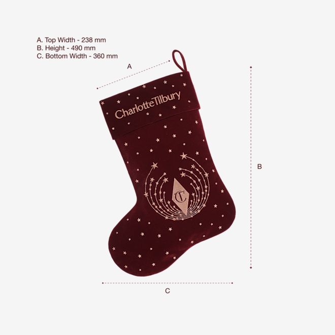 Packshot of stocking with dimensions Packshot of stocking with dimensions