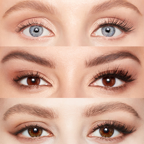 False Lash collage Model collage displaying different styles of false eyelashes