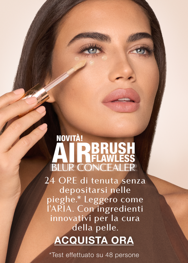 NOVITÀ! AIRBRUSH FLAWLESS BLUR CONCEALER 24 ORE di tenuta senza depositarsi nelle pieghe.* Leggero come l'ARIA. Con ingredienti innovativi per la cura della pelle. NOVITÀ! AIRBRUSH FLAWLESS BLUR CONCEALER 24 ORE di tenuta senza depositarsi nelle pieghe.* Leggero come l'ARIA. Con ingredienti innovativi per la cura della pelle.