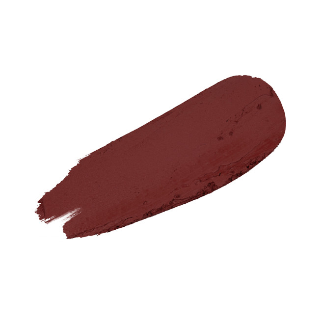 Swatch of a matte lipstick in rosewood red colour.