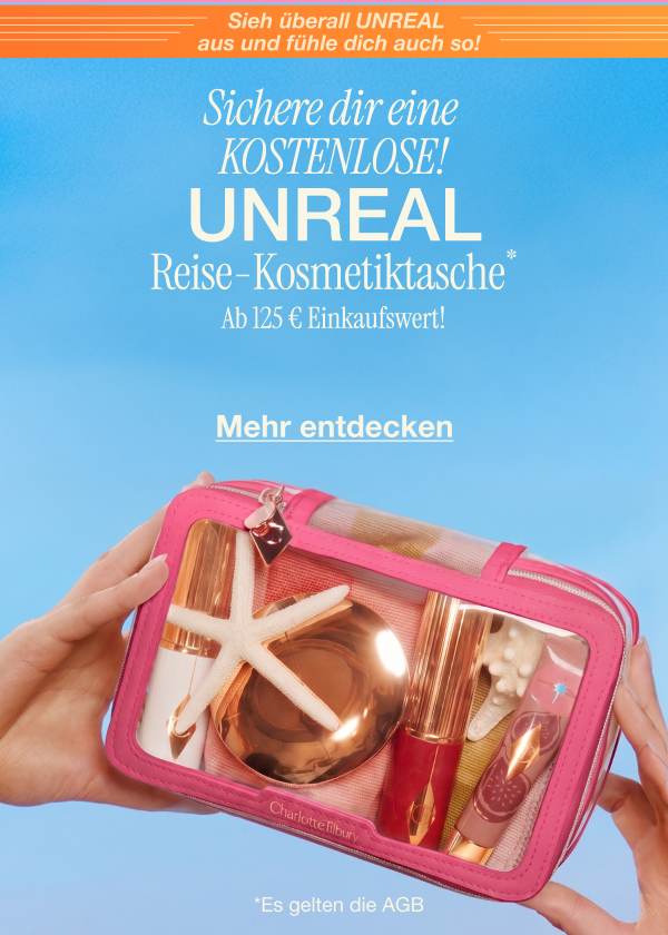 Sieh überall UNREAL aus und fühle dich auch so! Sichere dir eine KOSTENLOSE! Unreal Reise-Kosmetiktasche* Sieh überall UNREAL aus und fühle dich auch so! Sichere dir eine KOSTENLOSE! Unreal Reise-Kosmetiktasche*