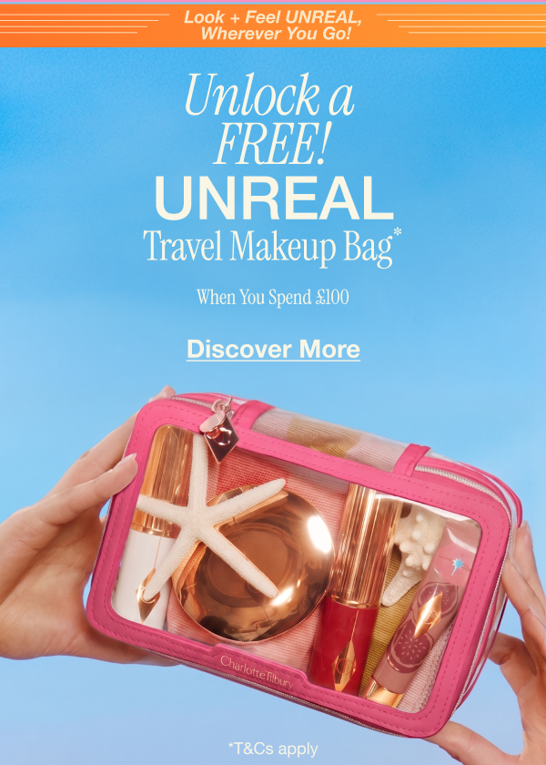 Look + Feel UNREAL, Wherever You Go! Unlock a FREE! Unreal Travel Makeup Bag* Look + Feel UNREAL, Wherever You Go! Unlock a FREE! Unreal Travel Makeup Bag*