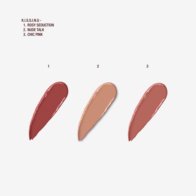 K.I.S.S.I.N.G Lipstick Trio swatches K.I.S.S.I.N.G Lipstick Trio swatches