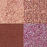Luxury Palette of Pearls in Cosmic Pearl swatches Swatches of four eyeshadows in matte and shimmery shades of peachy-pink, dusky rose, warm burgundy, and teal blue-brown