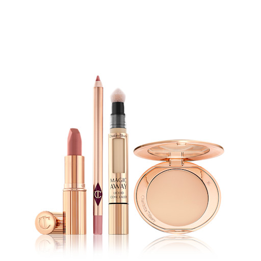 Wedding Makeup Kit Wedding Makeup Kit with Magic Away Concealer, Airbrush Flawless Finish Powder, Pillow talk Lip Liner and Pillow Talk Matte Revolution Lipstick.