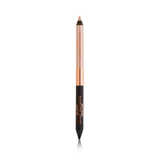 HOLLYWOOD EXAGGER-EYES LINER DUO Black and champagne-nude eyeliner duo pencil in nude beige and black-colour scheme.