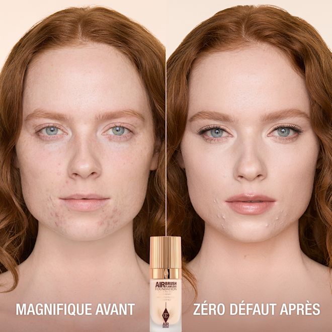 AIRBRUSH FLAWLESS FOUNDATION AVANT ET APRÈS teinte Cool (Froid) AIRBRUSH FLAWLESS FOUNDATION AVANT ET APRÈS teinte Cool (Froid)