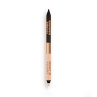Super Nudes Eyeliner Duo open An open, double-ended eyeliner pencil in black and nude beige shades.