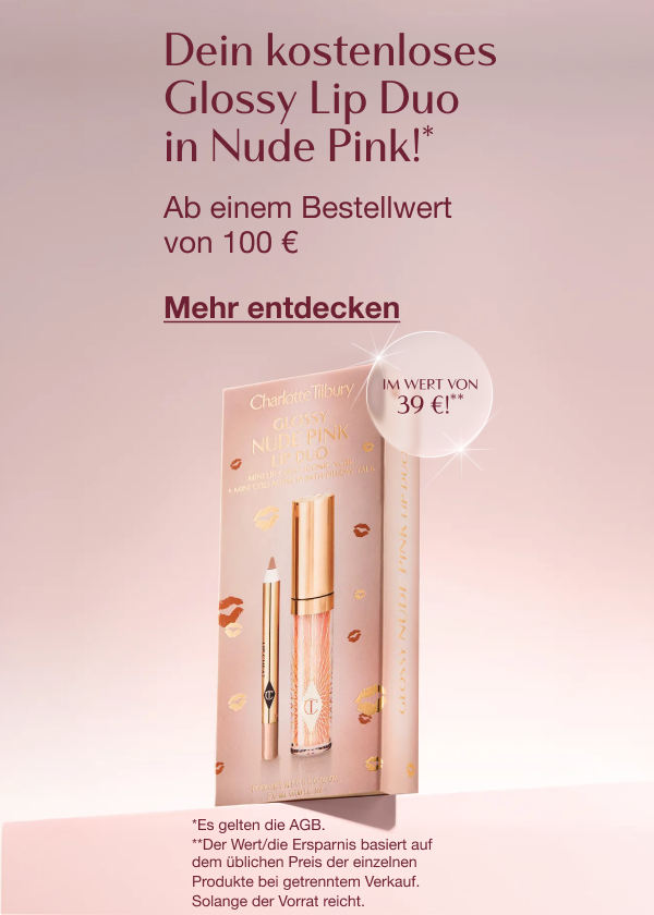 Dein kostenloses Glossy Lip Duo in Nude Pink!* Ab einem Bestellwert von 100 € Im Wert von 39 €!** <MEHR ENTDECKEN> Dein kostenloses Glossy Lip Duo in Nude Pink!* Ab einem Bestellwert von 100 € Im Wert von 39 €!** <MEHR ENTDECKEN>