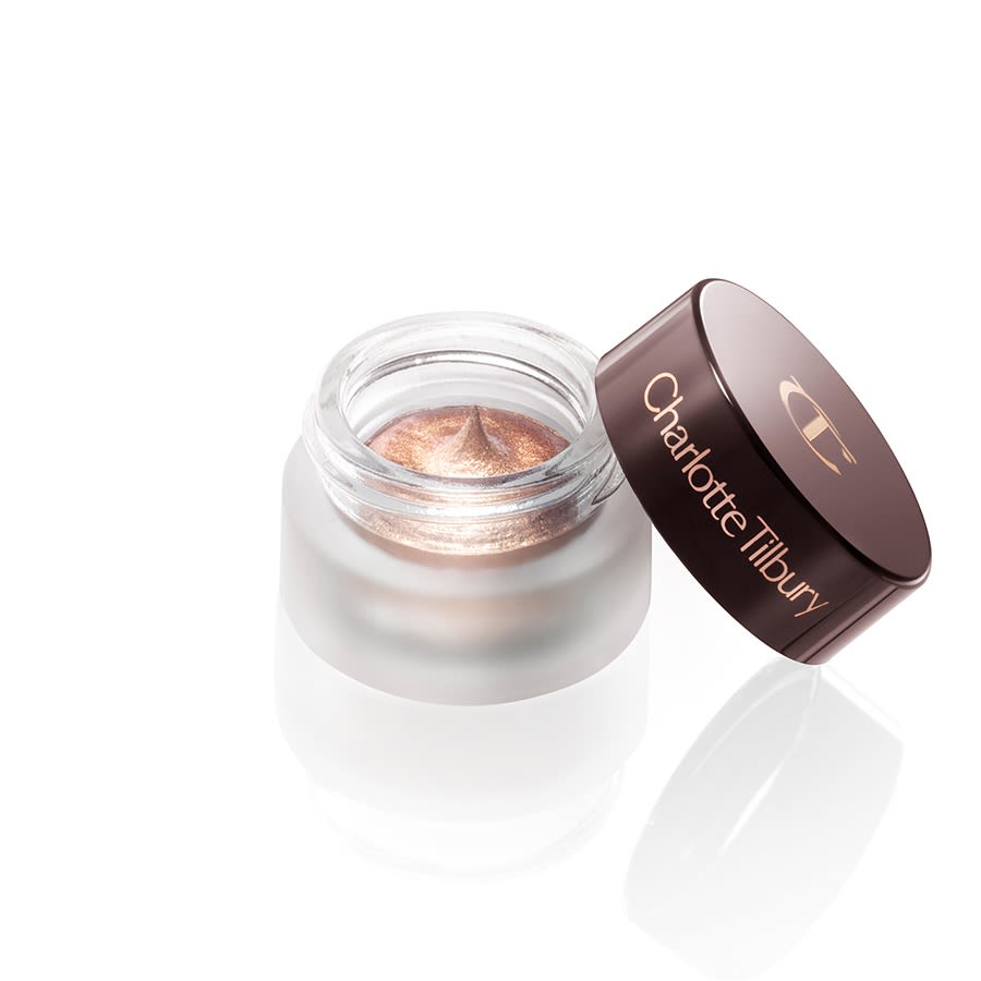 Champagne Eyes to Mesmerise packshot for blog Champagne Eyes to Mesmerise light gold metallic cream eyeshadow pot
