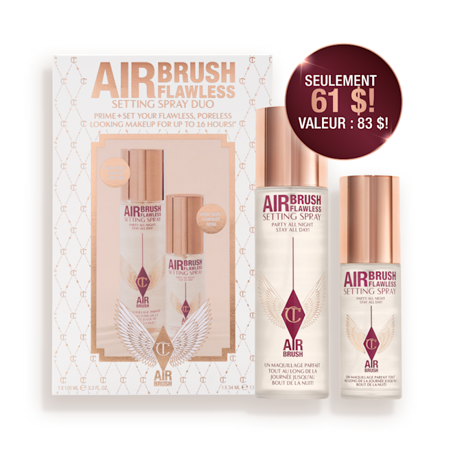 Airbrush Flawless Setting Spray Duo : brume fixatrice grand format + format voyage Airbrush Flawless Setting Spray Duo : brume fixatrice grand format + format voyage