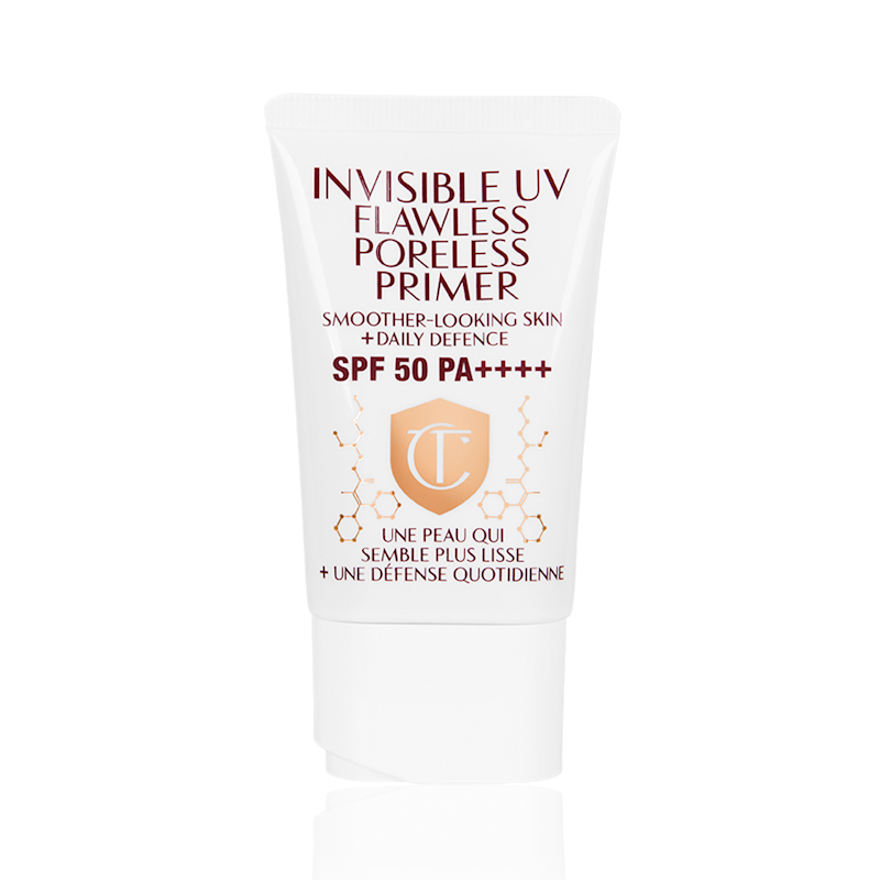 SPF Primer packshot for blog Invisible UV Flawless Poreless Primer with SPF50 sunscreen primer hybrid