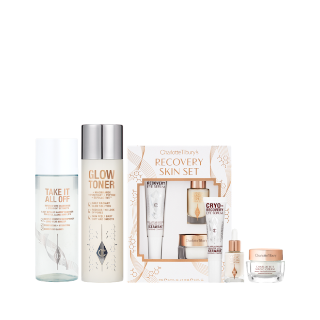 Night Time Skin Recovery Routine Kit packaging Night Time Skin Recovery Routine Kit packaging