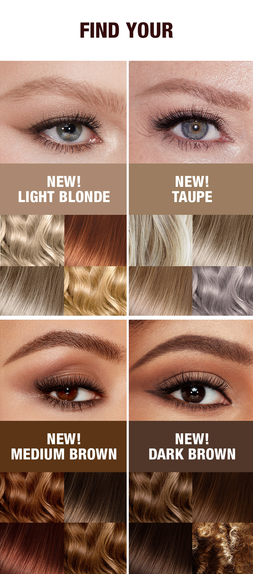 Hair Colour and Brow Product shades to match to 