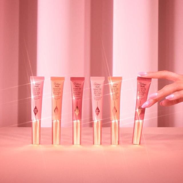 Matte Beauty Blush Wands still life 3 shades of Charlotte's Matte Beauty Blush Wand liquid blushes lined up