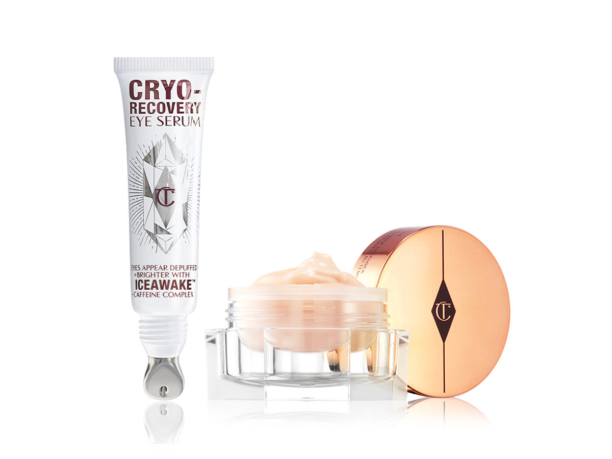 Research Powered Eye Duo packshot for blog Research Powered Eye Duo featuring Cryo-Recovery Eye Serum and Magic Eye Rescue eye cream