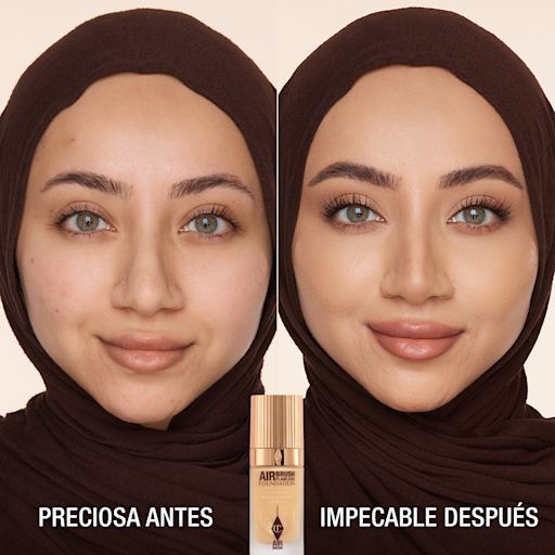 Antes y después de usar Airbrush Flawless Foundation 6 Warm Antes y después de usar Airbrush Flawless Foundation 6 Warm