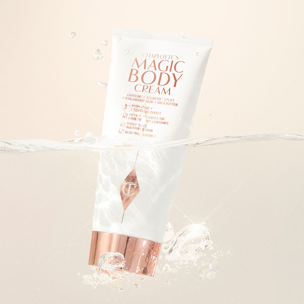Magic Body Cream still life Charlotte's Magic Body Cream body moisturiser submerged in water