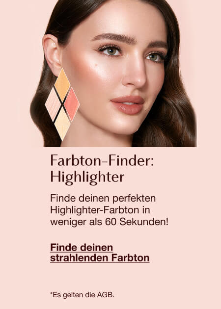 Das neue Pro Glow Shade Match Tool – Finde den perfekten Highlighter Highlighter Shade Finder featuring a person with highlighted makeup and text inviting users to find their perfect highlighter shade in under 60 seconds.