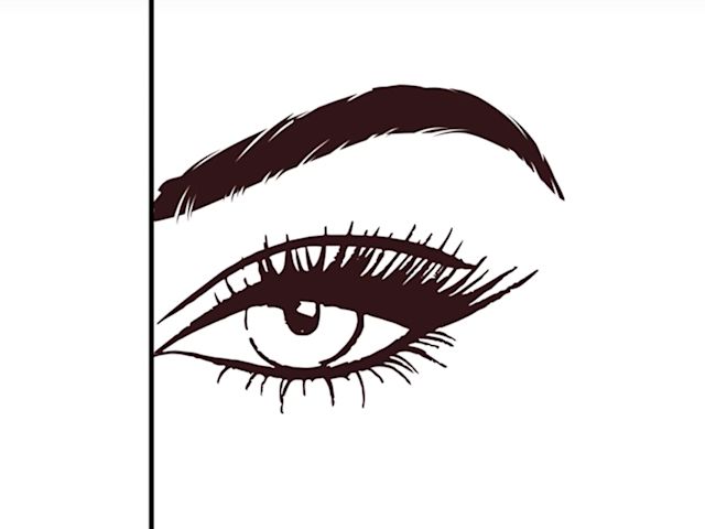 Brow lift illustration step 1 An illustration of how to lift your brows with makeup, step 1.