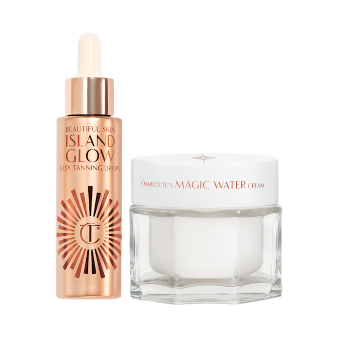 Beautiful Skin Island Glow Drops and Magic Water Cream packaging Beautiful Skin Island Glow Drops and Magic Water Cream packaging