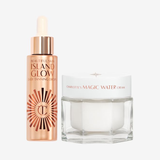 Beautiful Skin Island Glow Drops and Magic Water Cream packaging Beautiful Skin Island Glow Drops and Magic Water Cream packaging