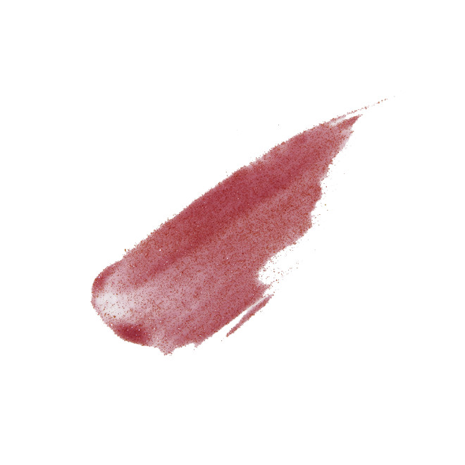 Swatch of a sheer, shimmery berry-pink lip gloss.