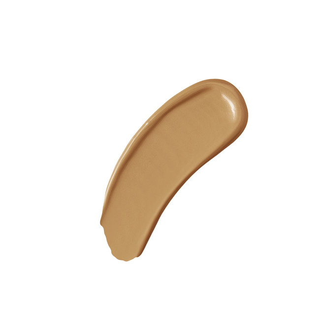 Swatch of a caramel-brown foundation with a skin-like finish.