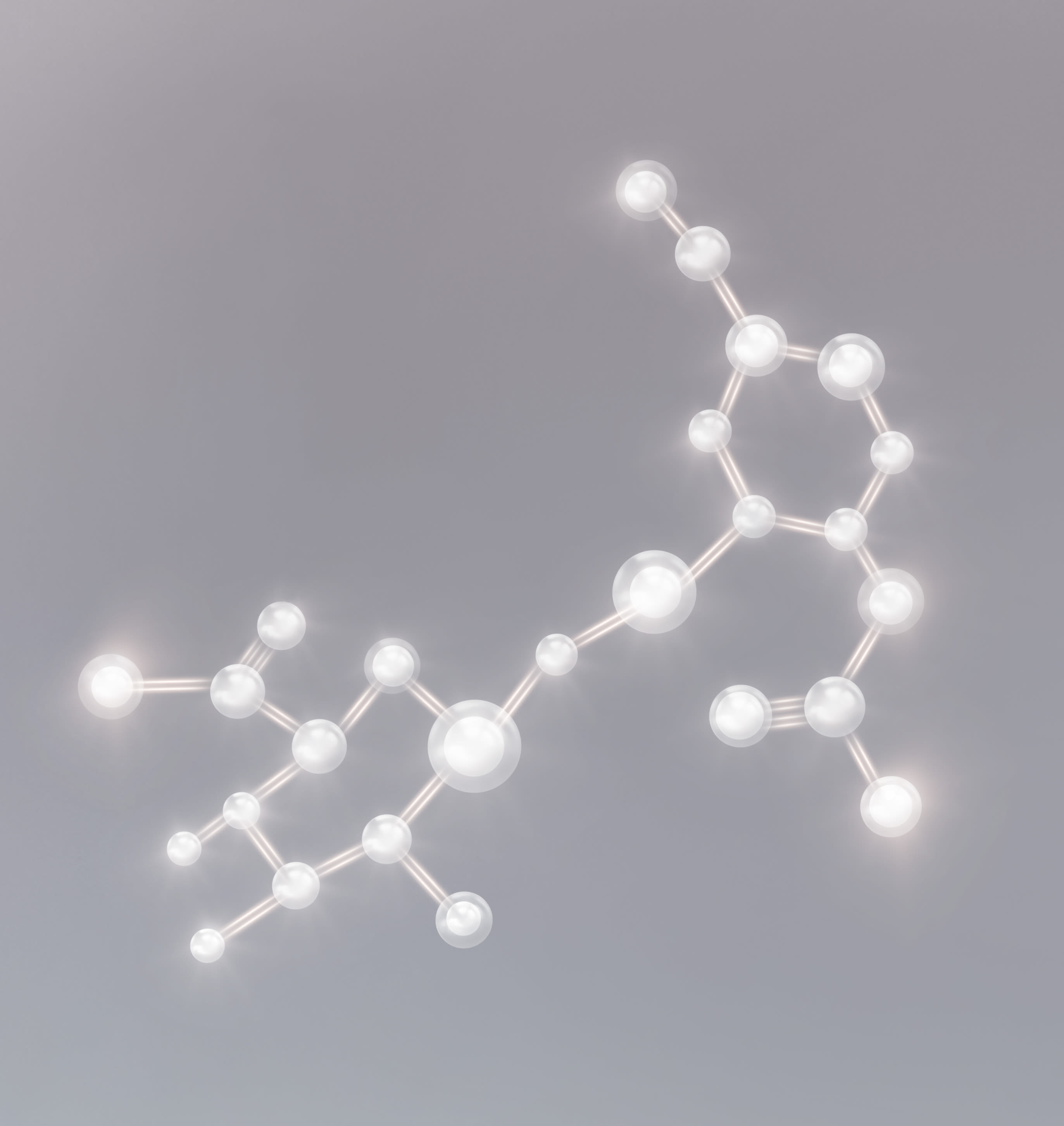 Hyaluronic acid molecule Glowing, pearly-white Hyaluronic molecule.