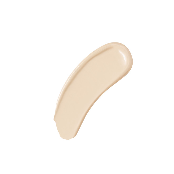 Swatch of a creamy, liquid foundation in a very light beige colour.
