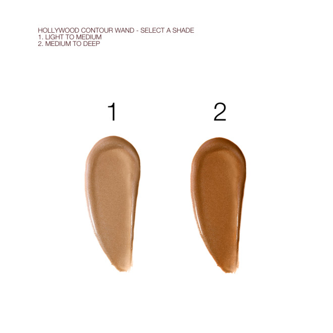 Swatches of two liquid contour wands in light brown and chocolate brown. 